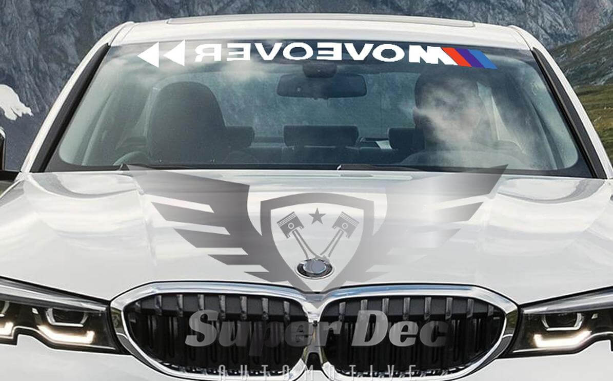 Vinilo adhesivo para parabrisas Move Over estilo M para BMW Serie G/F/E