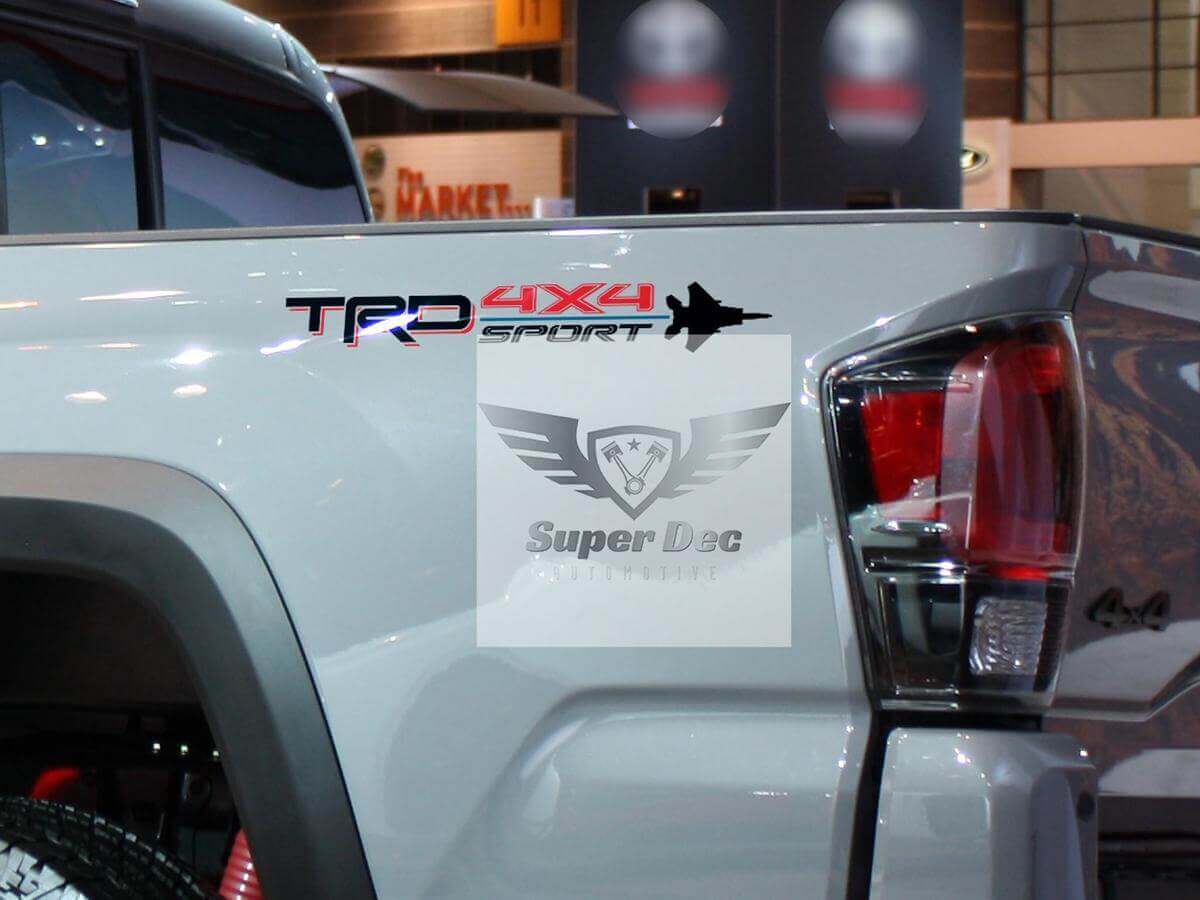 Pareja de adhesivos de vinilo TRD 4x4 Sport para el lateral de la caja para camiones Toyota