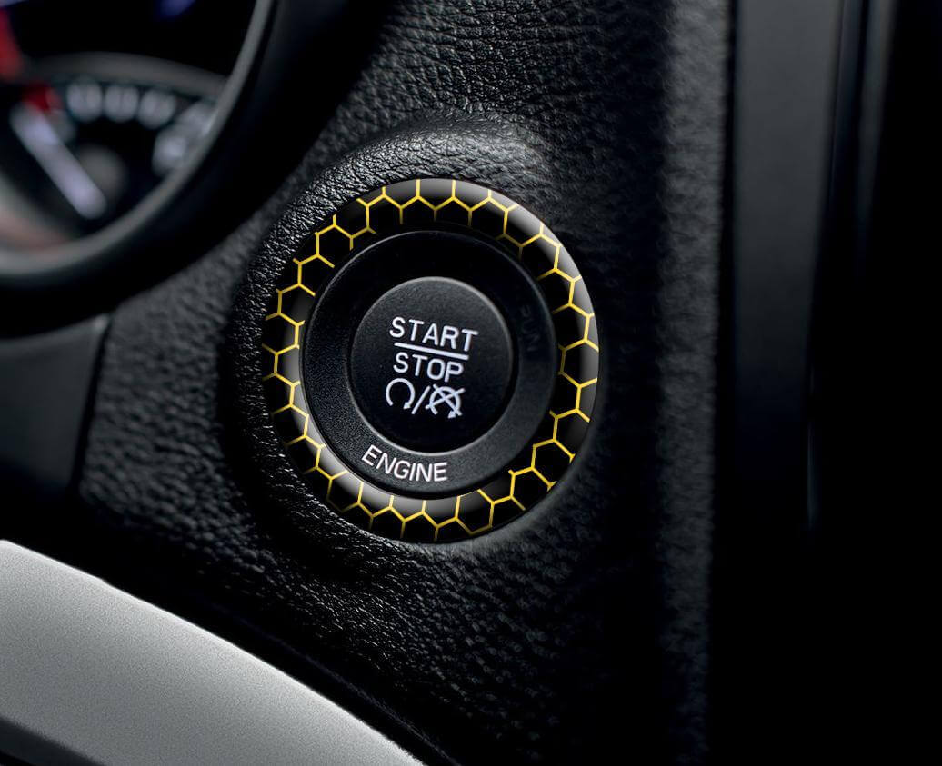 Etiqueta abombada para el anillo de botón de arranque tipo panal para Dodge Challenger Charger