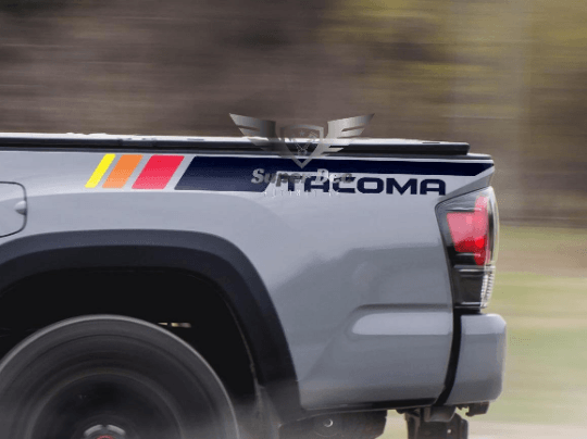Calcomanías de vinilo con franjas laterales estilo TRD vintage para Toyota Tacoma