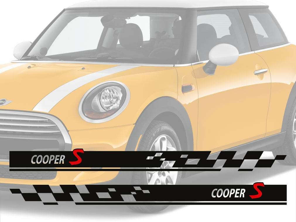 Kit de adhesivos de vinilo con rayas laterales a cuadros Cooper S para Mini Cooper