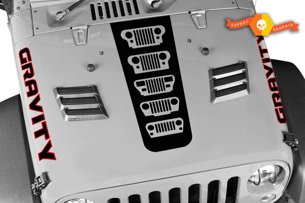 Kit de Calcomanías para Capó y Laterales Gravity Grille Evolution para Jeep Wrangler y Gladiator