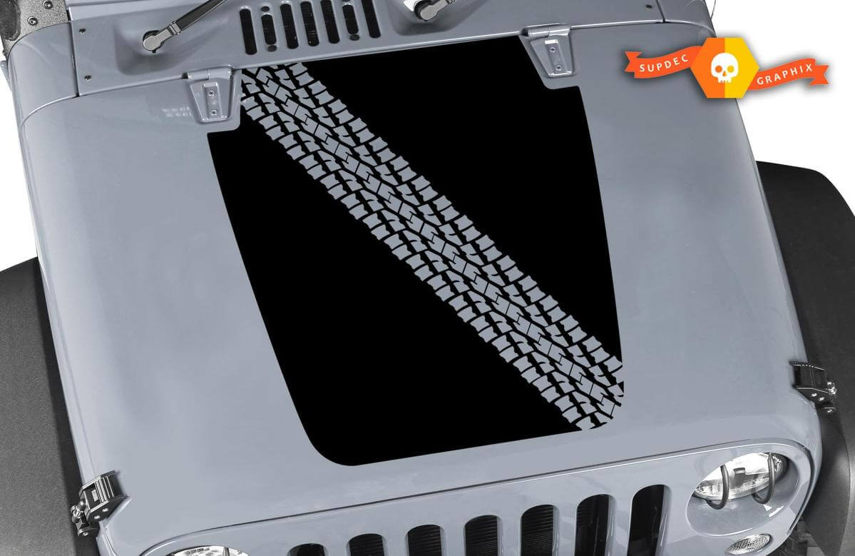 Vinilo adhesivo para capó estilo bloqueo de pistas de neumáticos para Jeep Wrangler