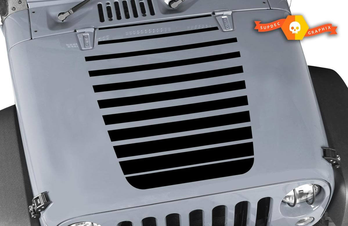 Jeep calcomanía capucha con rayas vinilo cualquier color pegatina JK LJ TJ 2007-2018
