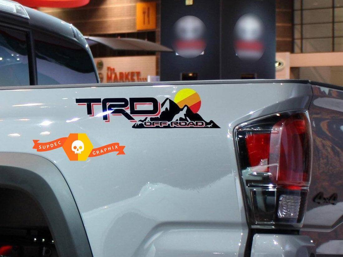 Pegatinas de vinilo Vintage de atardecer en montañas todo terreno TRD para Toyota Tacoma Tundra FJ Cruiser