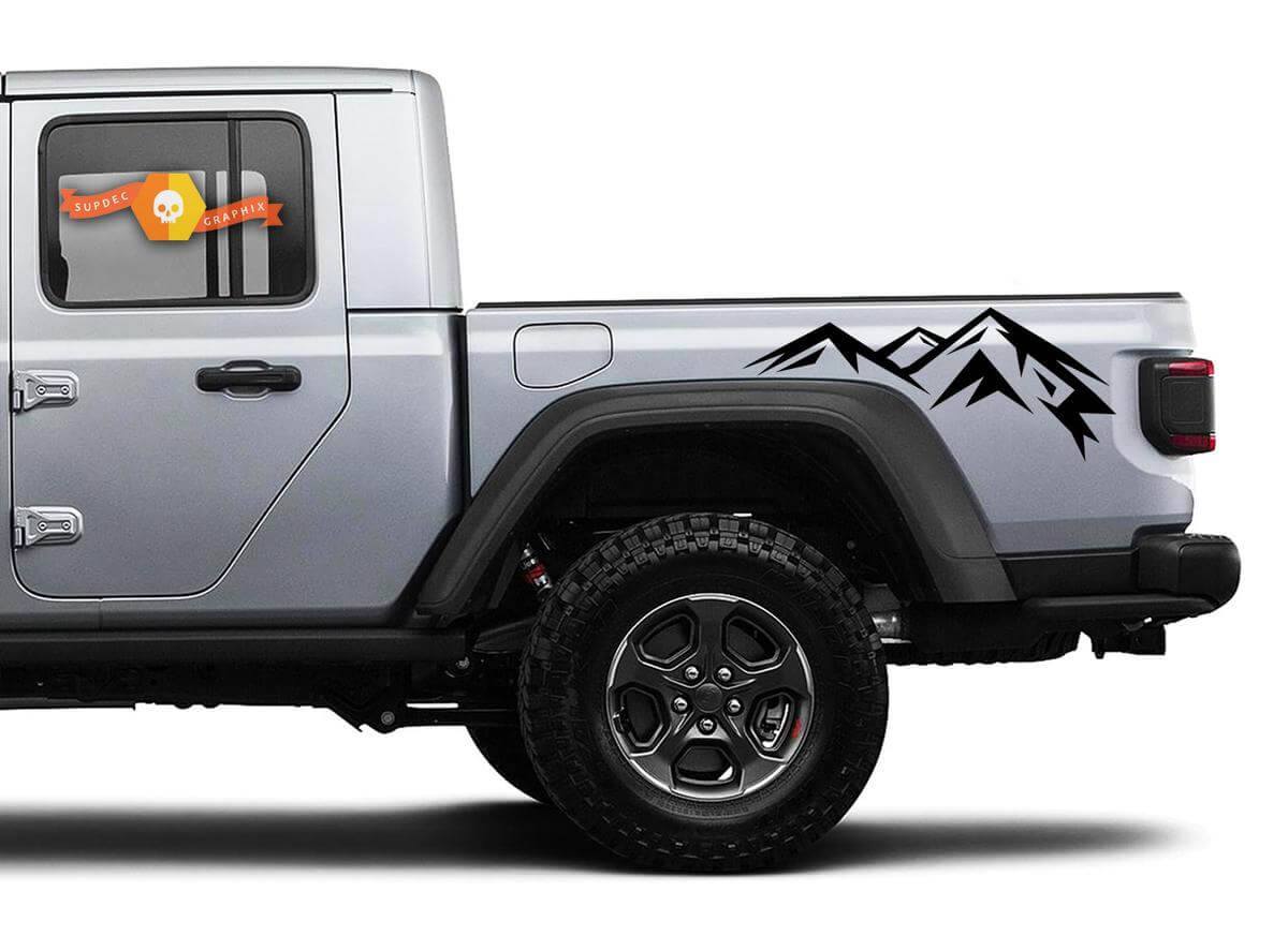 Jeep Gladiator 2 Side JT Small Mountain RangeSticker Calcomanía Calcomanía Estilo Fábrica Cuerpo Vinilo Gráfico Rayas Kit 2018 - 2024
