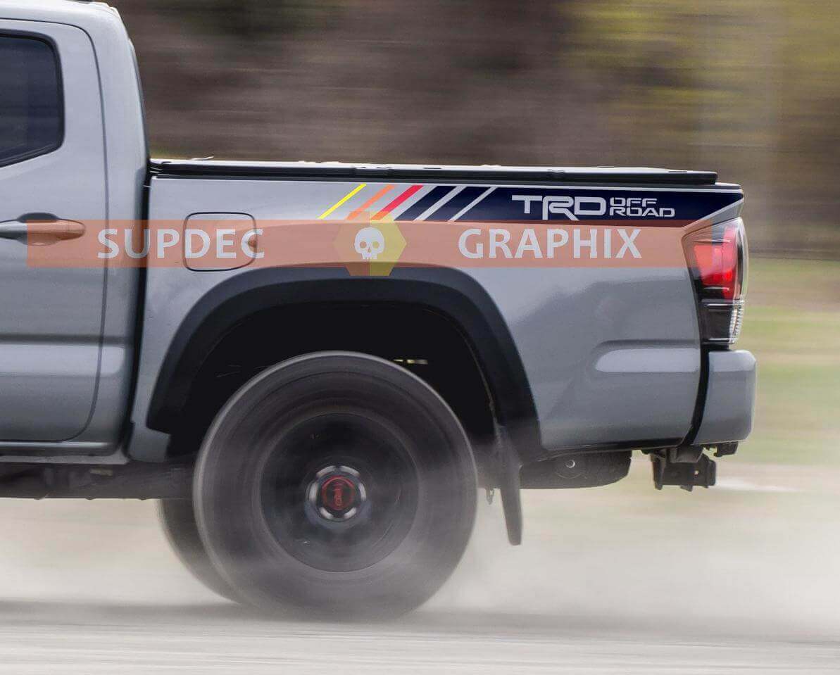 Calcomanías de vinilo para la parte trasera lateral todoterreno TRD 4x4 para Toyota Tacoma Tundra