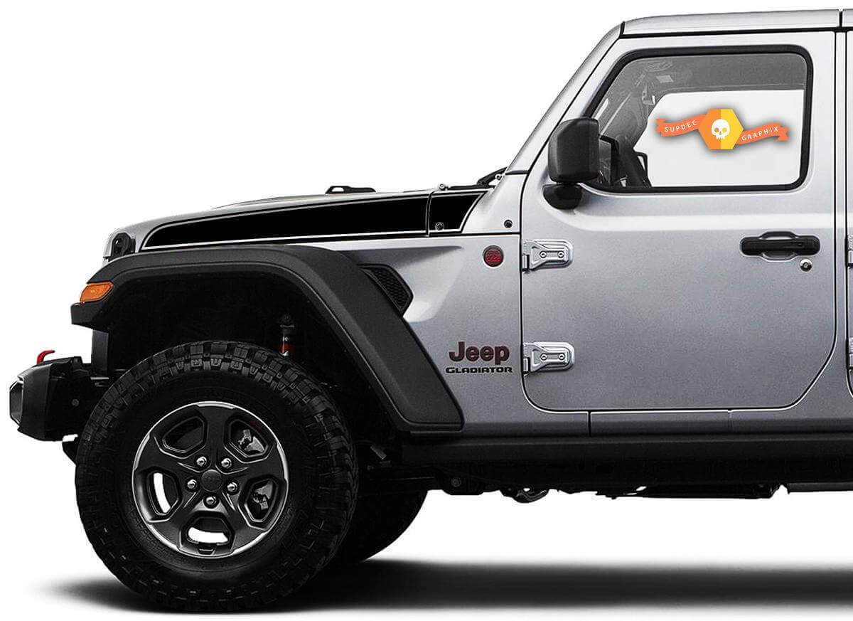 Juego de vinilos adhesivos con franjas laterales para capó para Jeep Wrangler y Gladiator