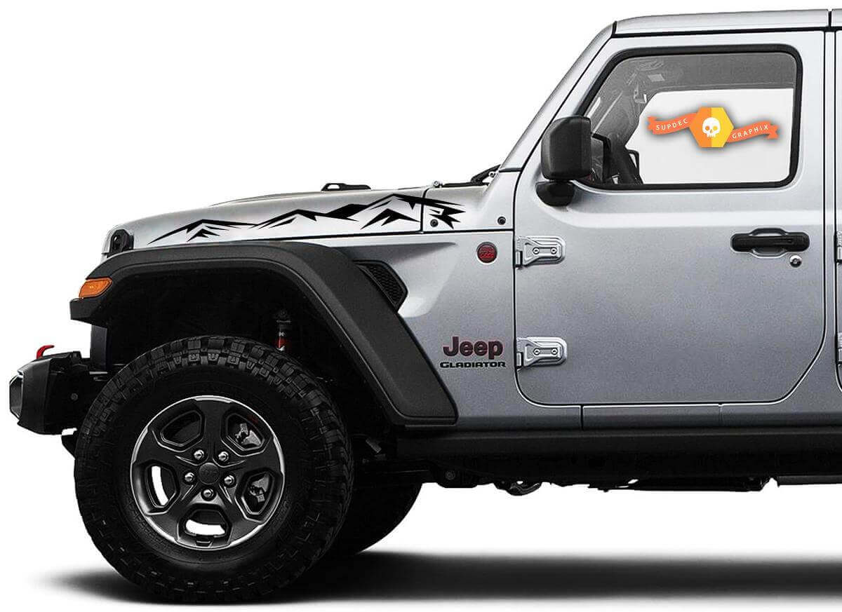 Calcomanía de Vinilo para Capó de Montañas 6 para Jeep Wrangler Gladiator Rubicon JT JL JLU