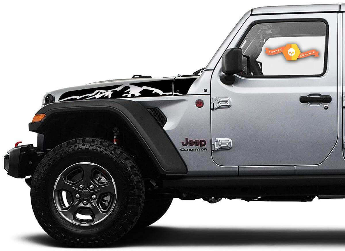 Juego de pegatinas de vinilo con rayas estilo montaña para capó de Jeep Wrangler Gladiator Rubicon