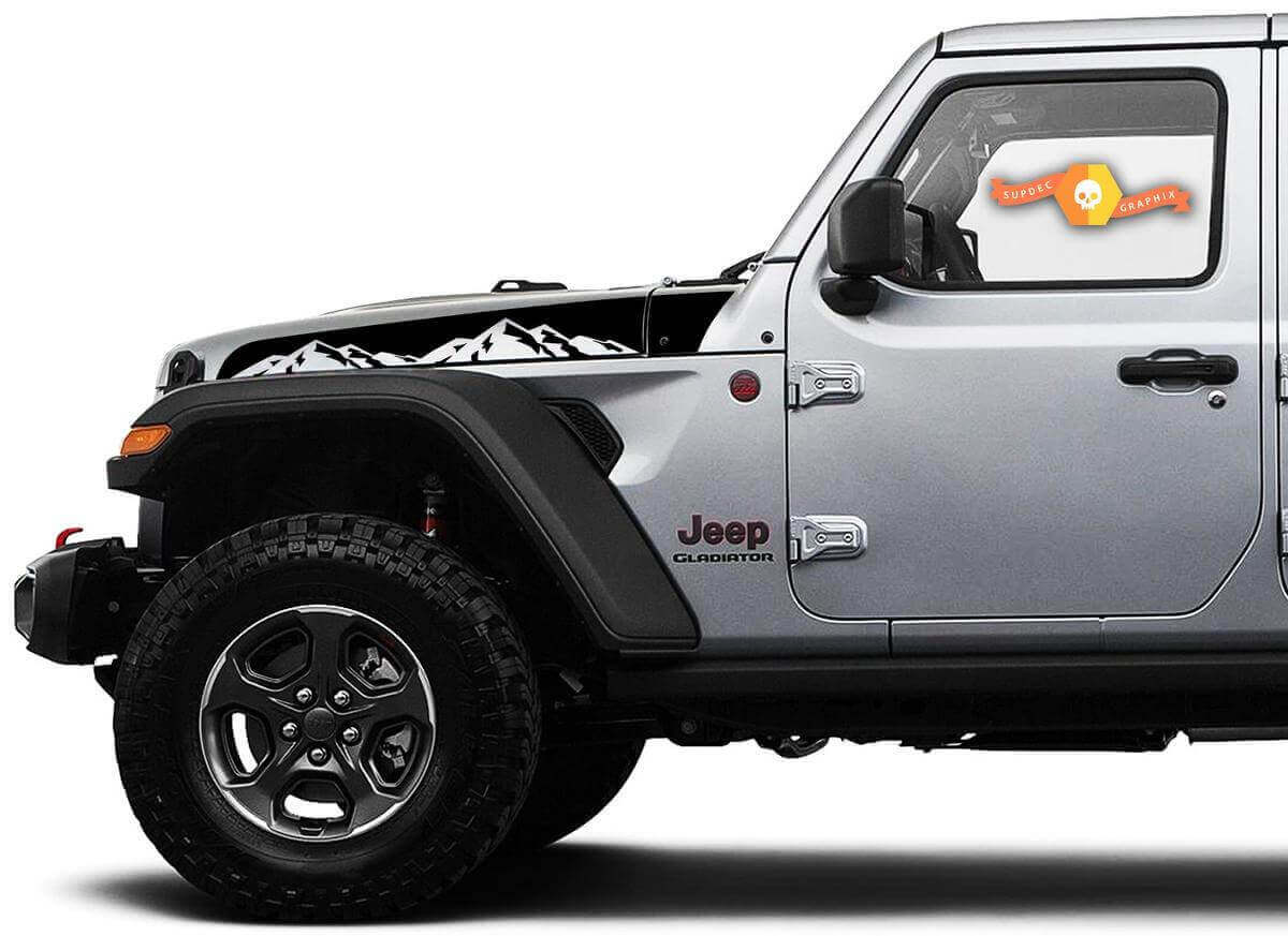 Juego de pegatinas de vinilo con franjas para capó de montaña para Jeep Wrangler y Gladiator