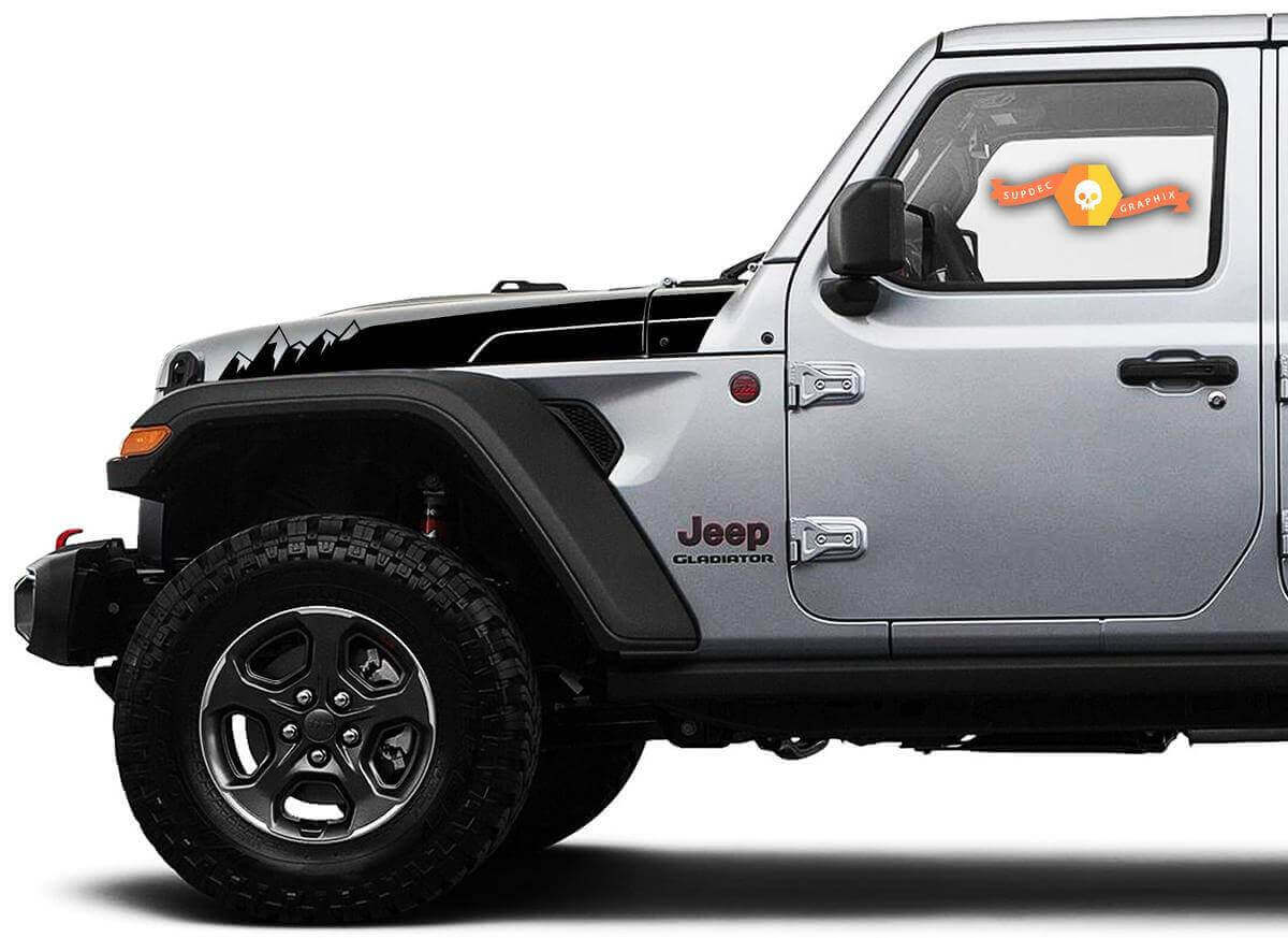 Kit de Vinilos con Rayas Estilo Montañas para Capó para Jeep Wrangler Gladiator Rubicon