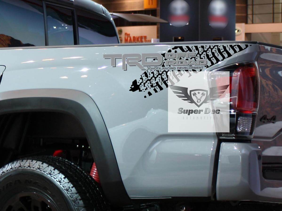 Calcomanía de vinilo para el lateral de la cama con huella de neumático TRD Off Road para Toyota Tundra