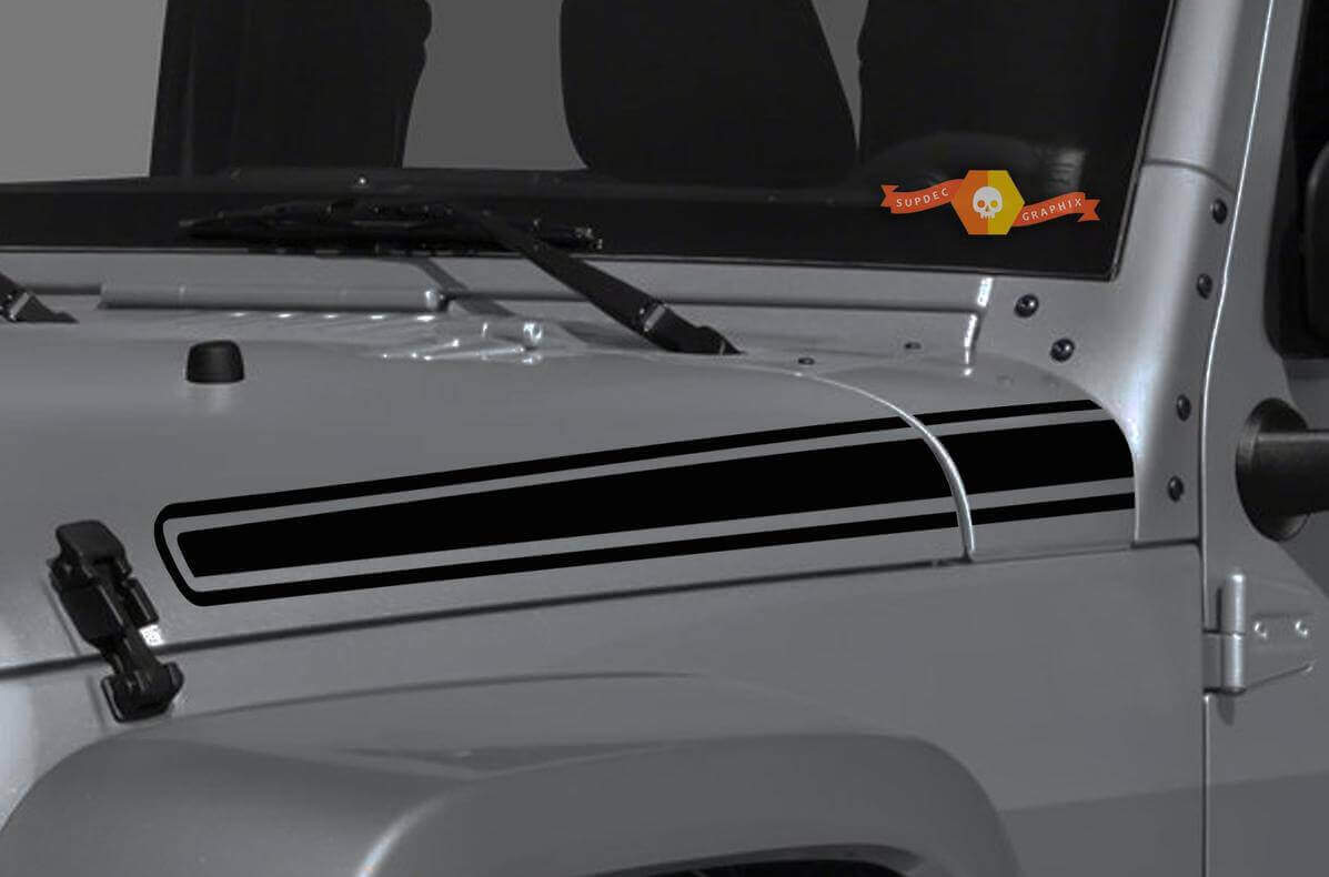 Juego de calcomanías de vinilo de franjas laterales para capó para Jeep Wrangler y Gladiator
