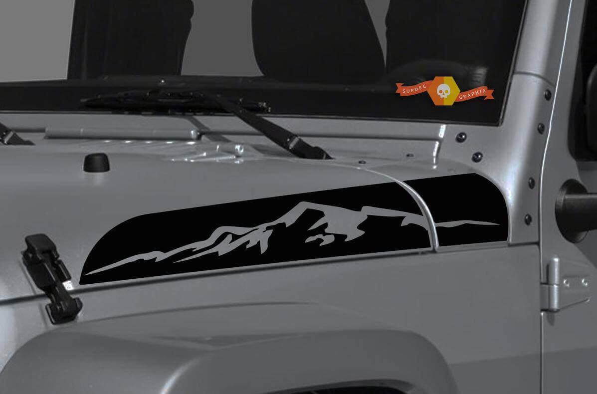 Juego de calcomanías de vinilo Mountain Range Hood para Jeep Wrangler y Gladiator