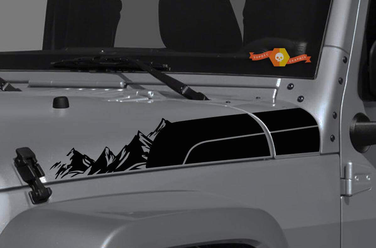 Kit de vinilos en forma de tiras laterales para capó estilo Montaña para Jeep Wrangler Gladiator
