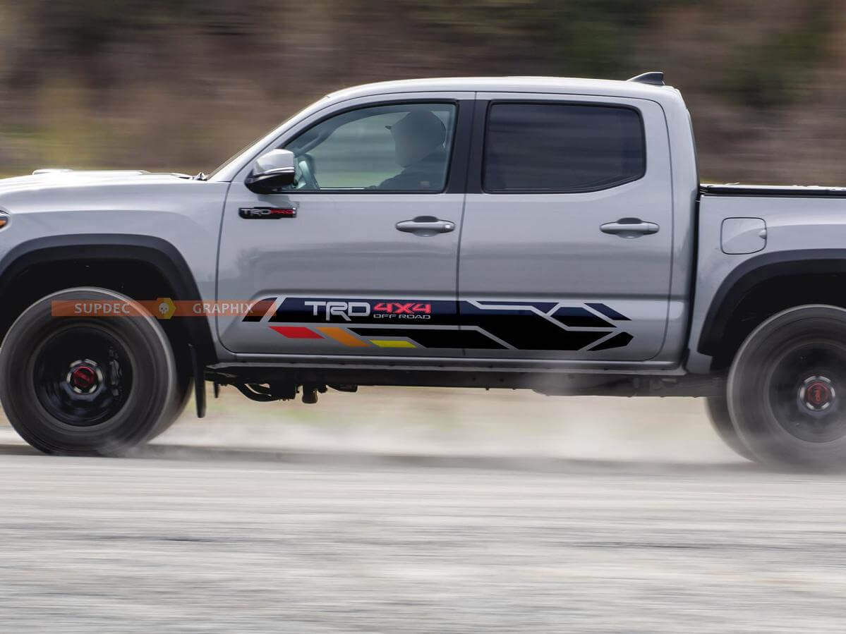 Vintage TRD 4x4 PRO Sport Off Road Rocker Panel Side Vinyl Stickers Calcomanía para Toyota Tacoma 13-2020 o Tundra 13-2024
