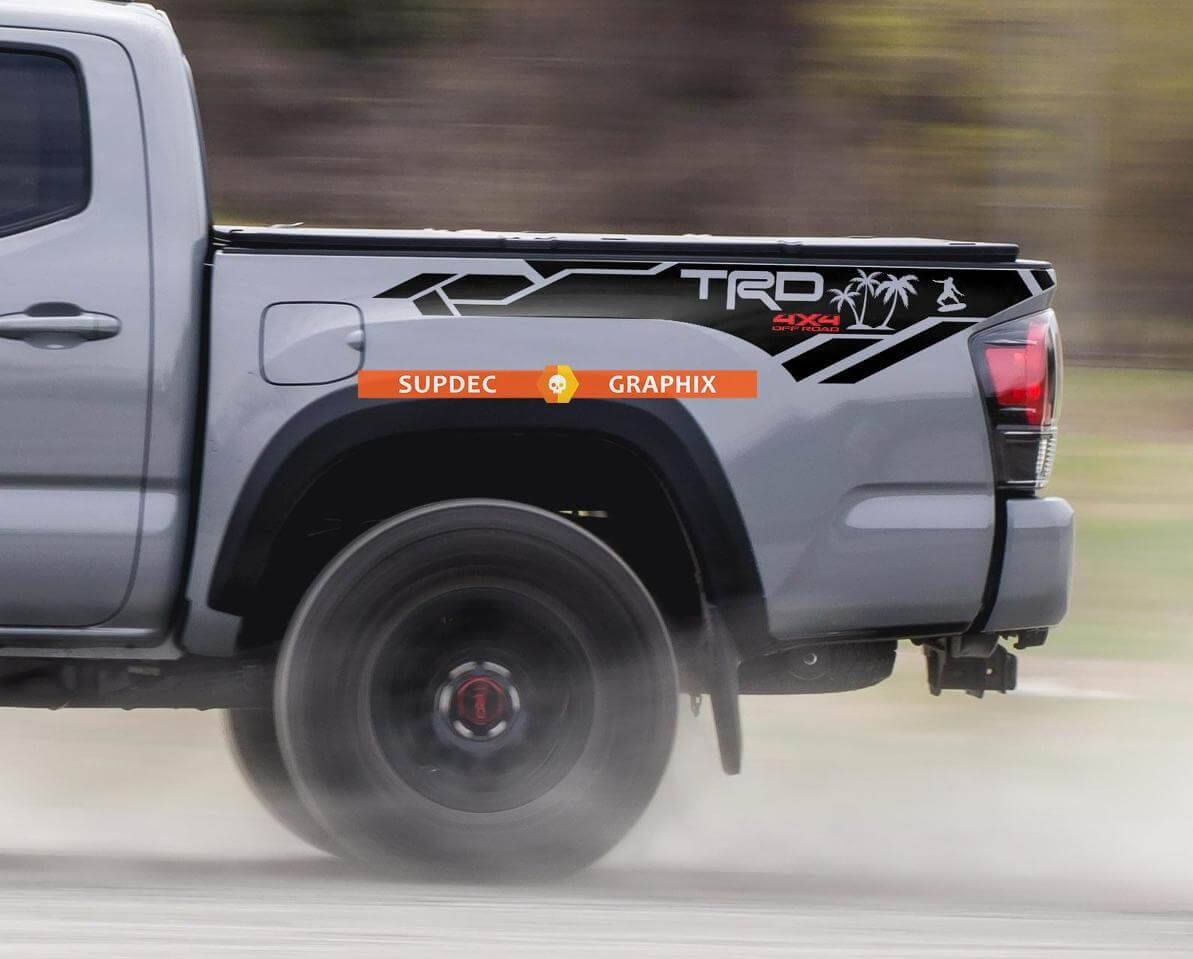 Calcomanía de vinilo TRD 4x4 Off Road Palms para lateral de caja para Toyota Tacoma 2013-2020