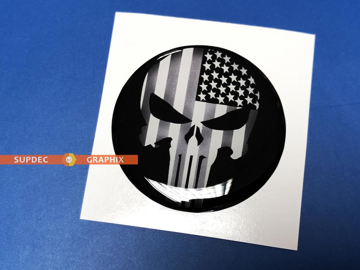 USA Punisher Fuel Door Insert emblema calcomanía adhesiva abovedada para Dodge Challenger
