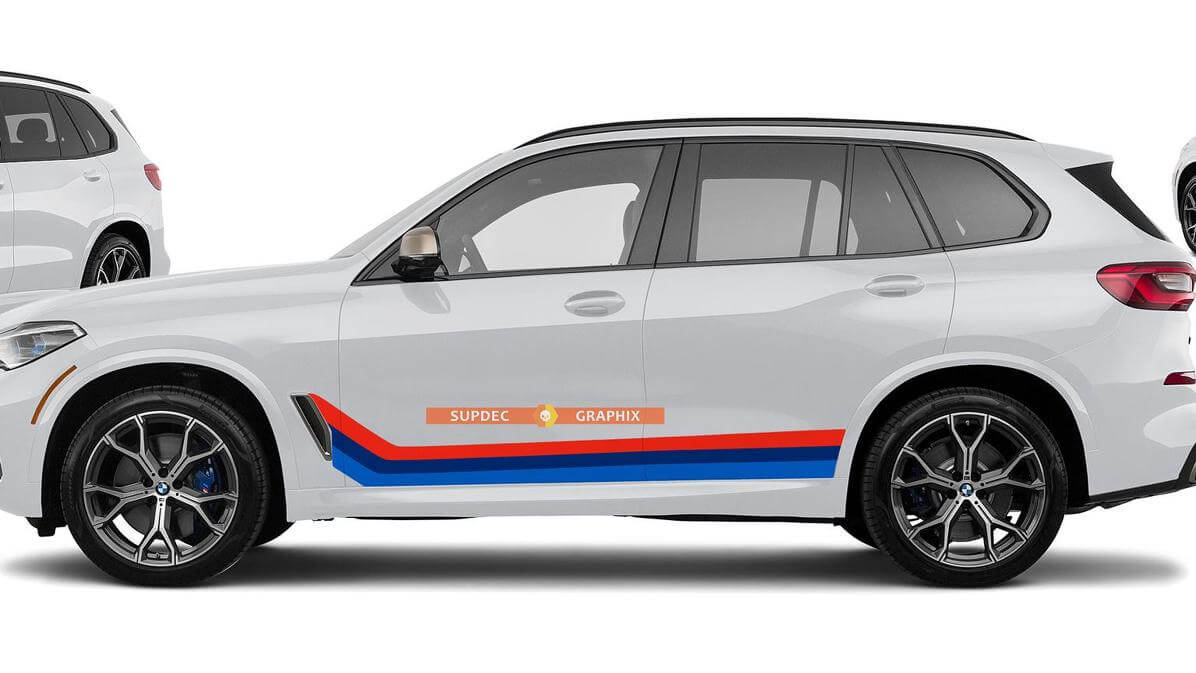 M COLORES Rayas de vinilo para BMW X5 M50 G05 Estilo monocromo y alemán en su elección
