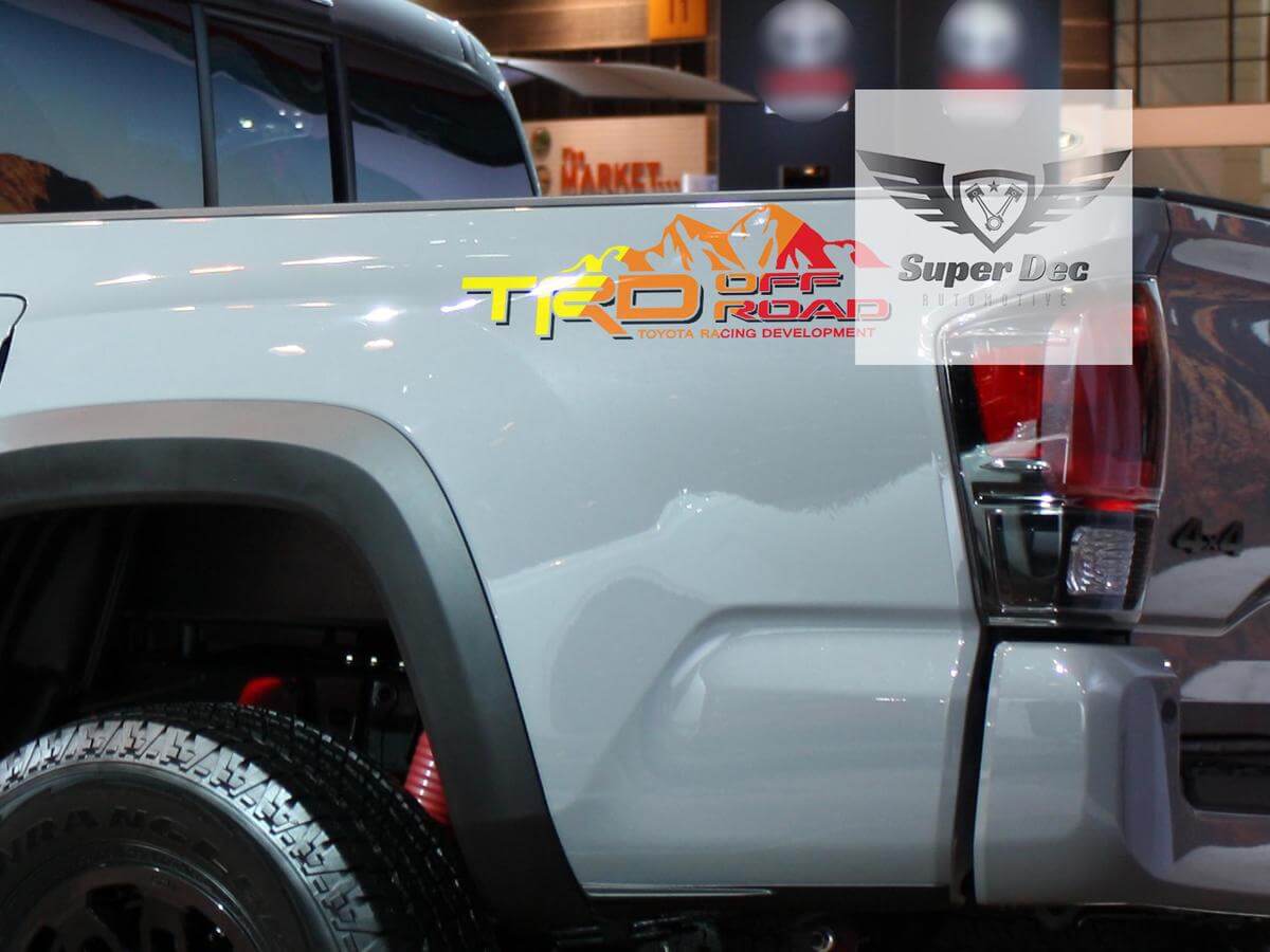 Par de pegatinas de vinilo TRD Off Road Mountain para la cabecera de Toyota Tacoma Tundra FJ Cruiser