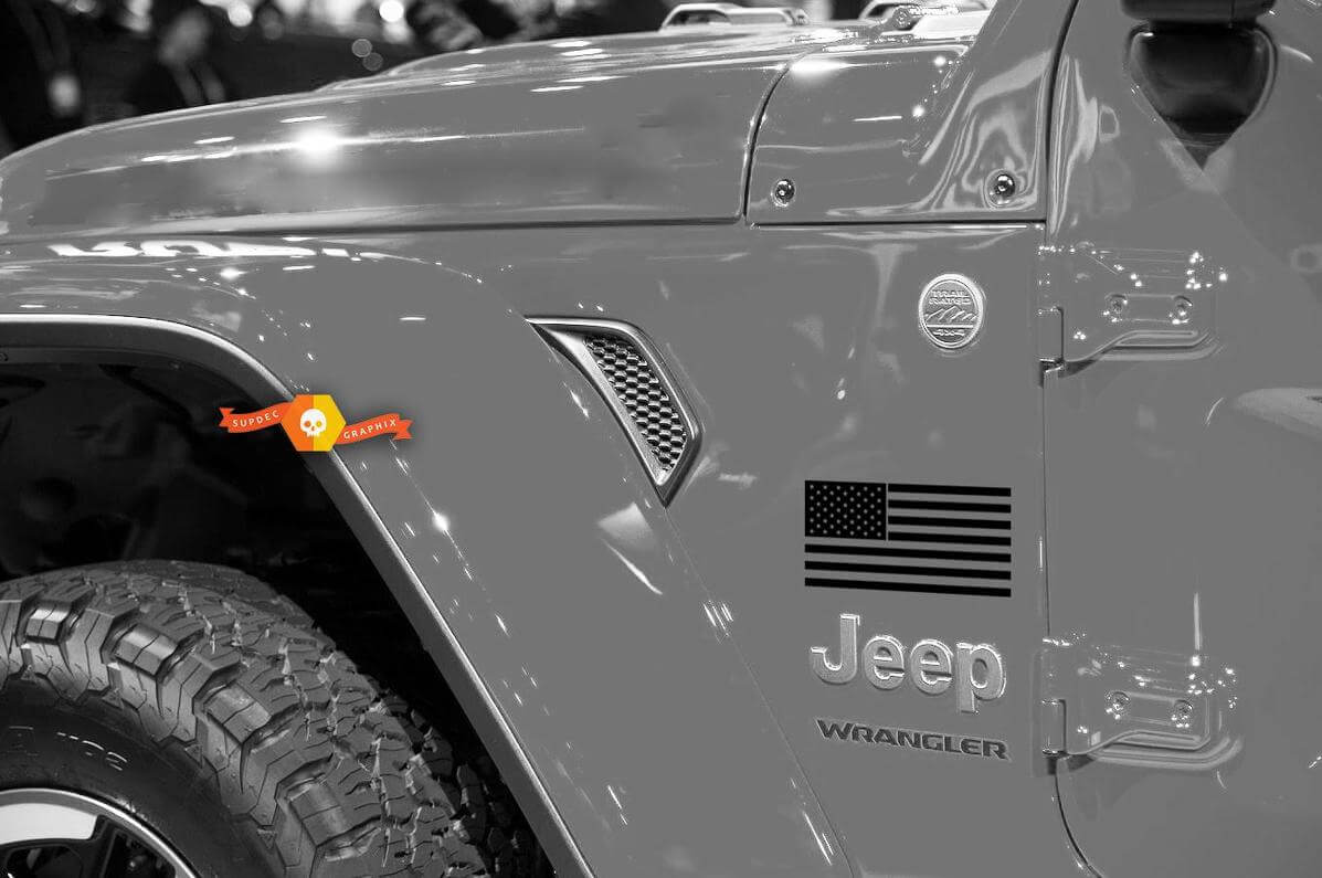 Calcomanía de vinilo con bandera estadounidense para guardabarros de Jeep Wrangler y Gladiator