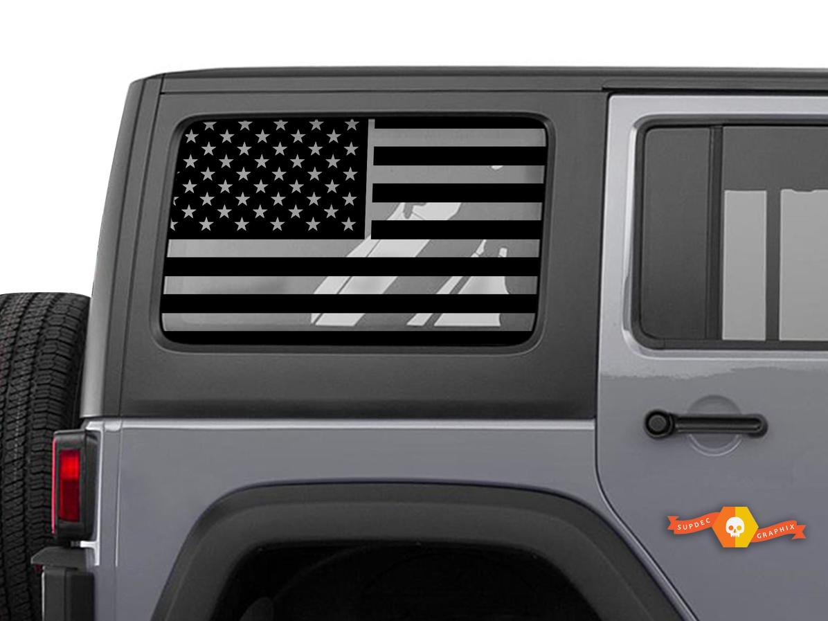 Pegatina de vinilo para ventana lateral de techo duro con bandera americana para Jeep Wrangler