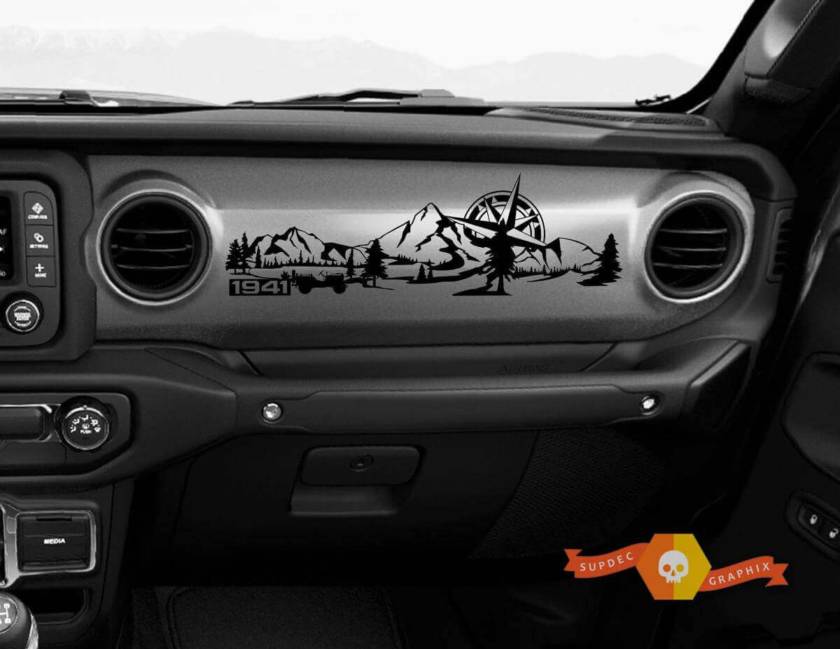 Adhesivo de vinilo para salpicadero con brújula Mountain 1941 para Jeep Wrangler Gladiator