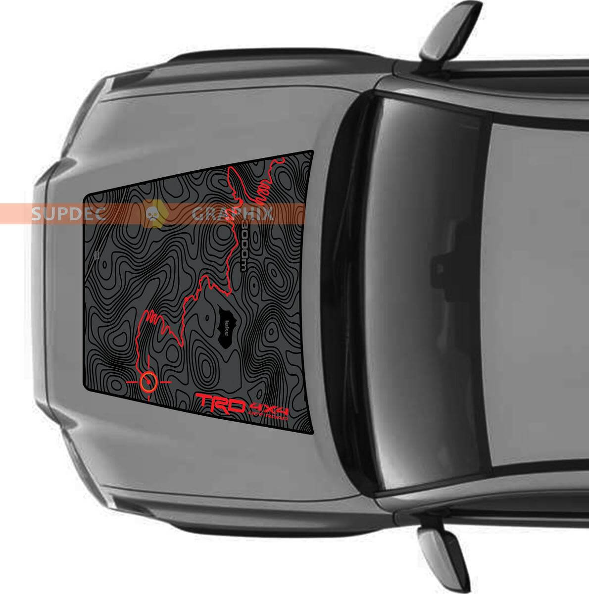 Calcomanía de vinilo para capó de aventura con mapa topográfico para Toyota Tacoma 2016-2020