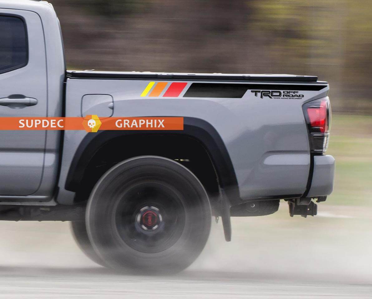 Juego de calcomanías adhesivas de vinilo con franjas laterales estilo TRD Off Road para Toyota Tacoma 2016-20