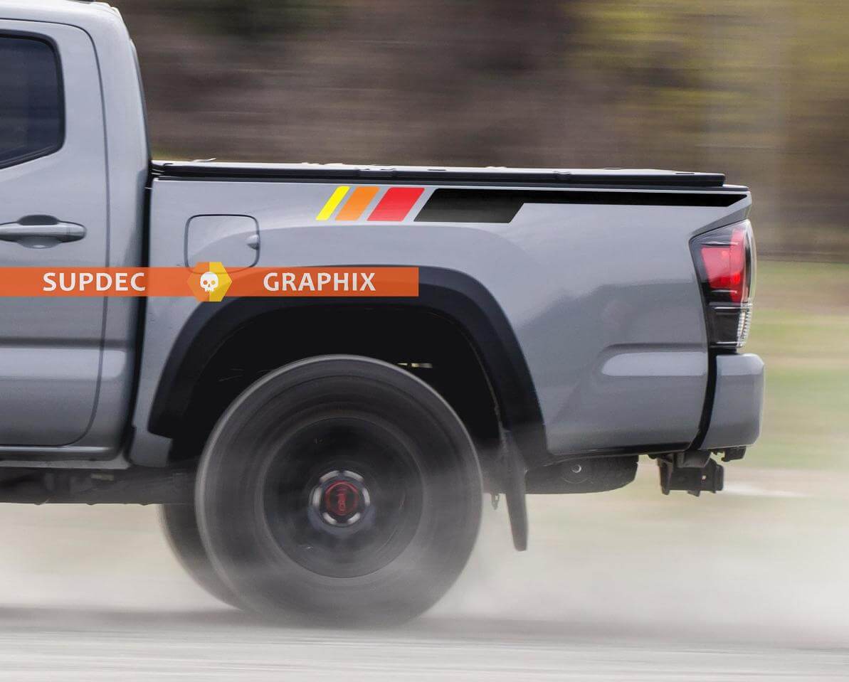 Kit de adhesivos de vinilo con franjas retro para la cabecera Toyota Tacoma 2016-2020