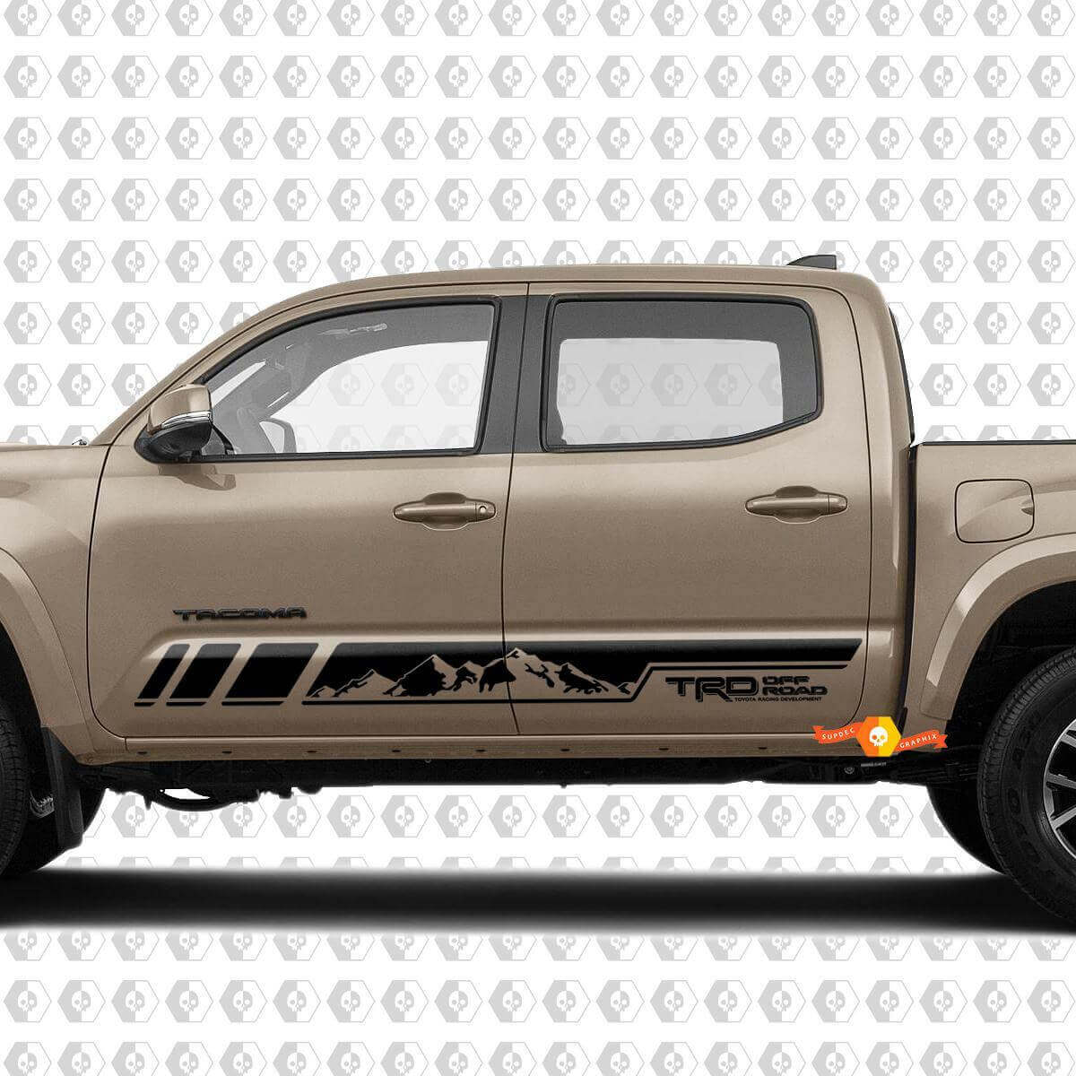 Calcomanía lateral de vinilo con diseño de raya montañosa estilo TRD Off Road para Toyota Tacoma