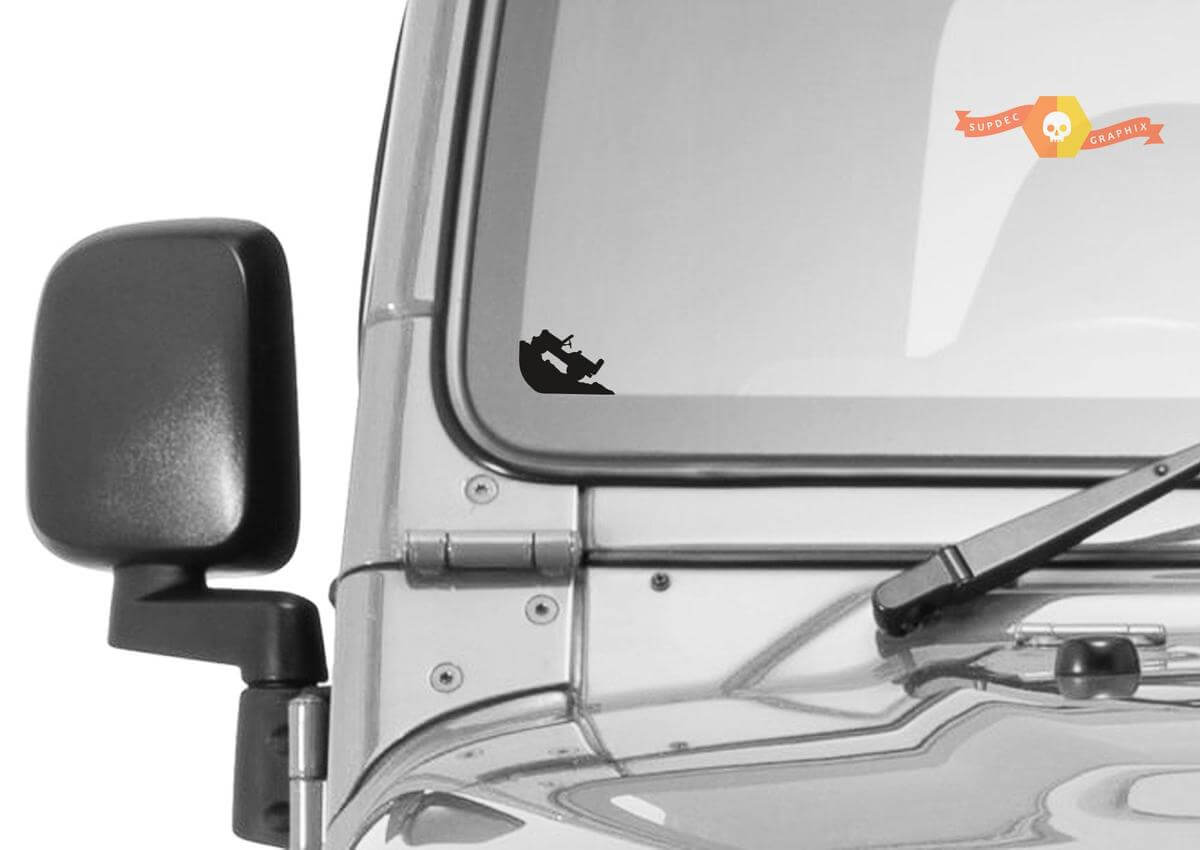 Vinilo adhesivo para esquina del parabrisas con huevo de pascua Rock Climber para Jeep Wrangler