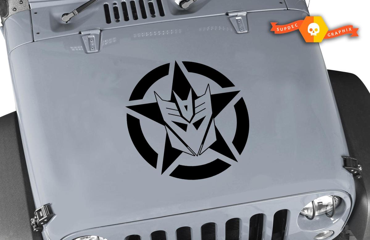 Jeep Wrangler Decepticon Oscar Mike estrella militar vinilo adhesivo para capó 22.0 x 22.0 in
