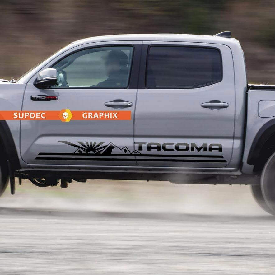 Kit de Vinilo de Banda Lateral Sol Naciente de Montañas para Toyota Tacoma