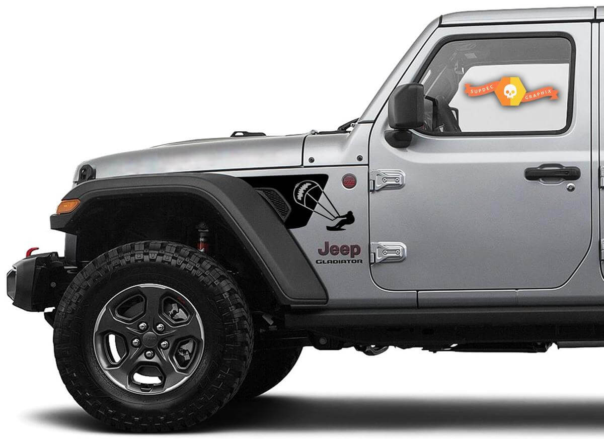 Pegatina adhesiva de vinilo para guardabarros con ventilación Skydiver para Jeep Wrangler 2018-2021
