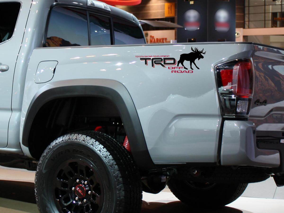 Calcomanía adhesiva de vinilo TRD Off Road Moose para la cabecera de cama de Toyota Tacoma