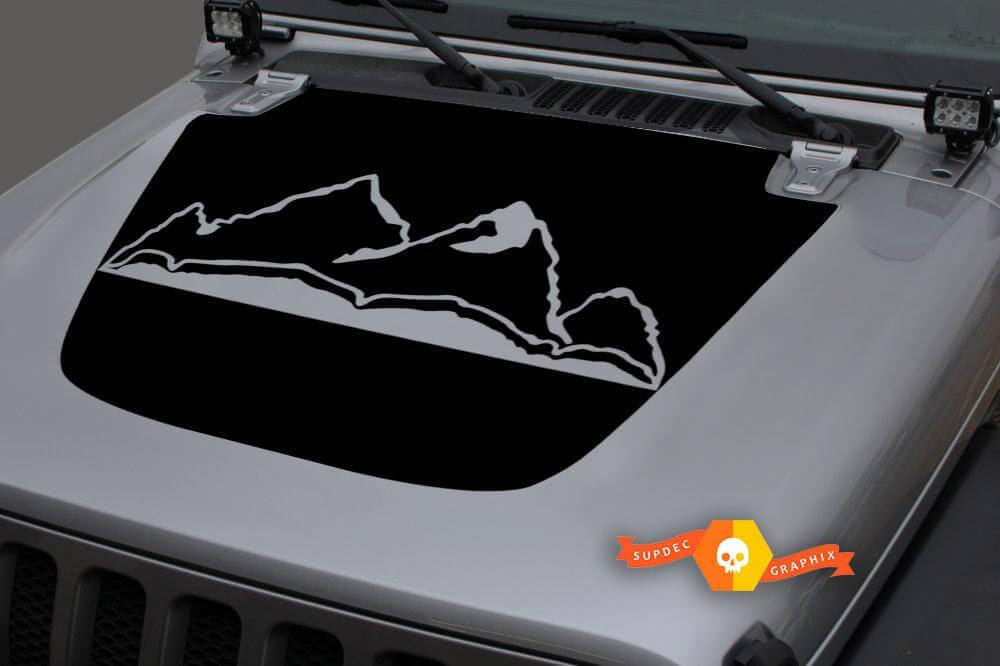 Vinilo adhesivo con gráficos de capó de montañas para Jeep Gladiator JT Wrangler JL JLU