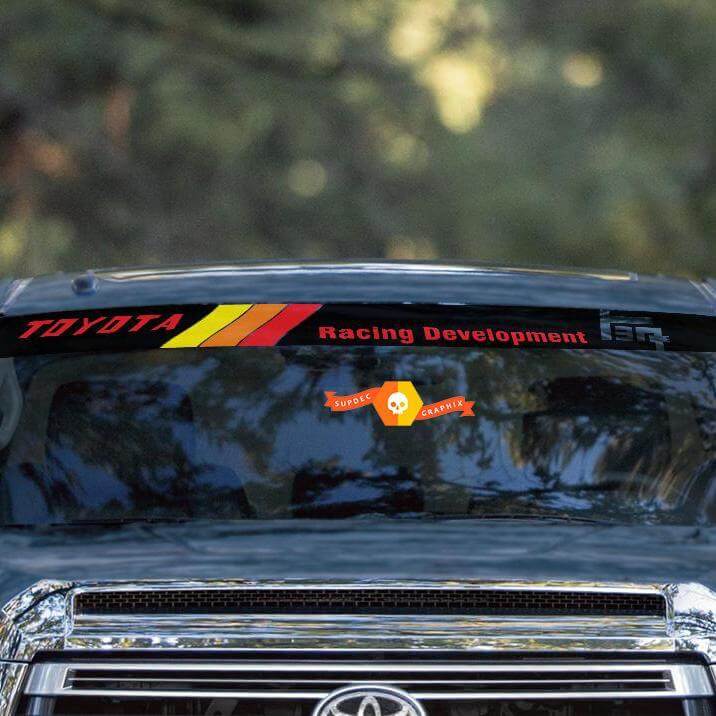 Calcomanía de vinilo para parabrisas estilo vintage TRD para camiones Toyota