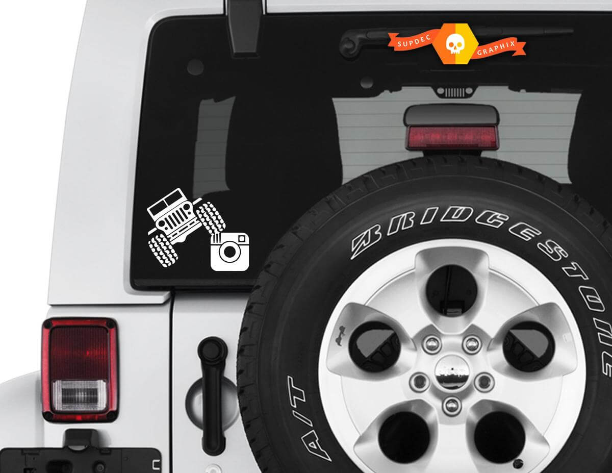 Vinilo personalizado para ventana trasera con nombre de usuario de Instagram para Jeep Wrangler