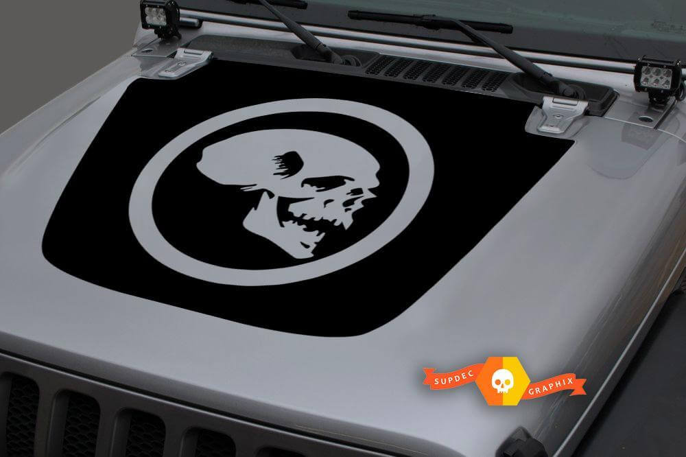 Pegatina de vinilo calavera para capó 2 para Jeep Gladiator Wrangler JL JLU JT