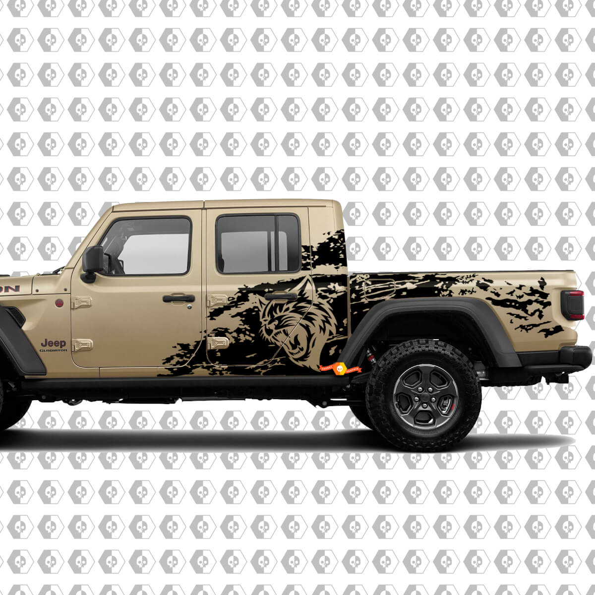 Adhesivo Vinilo Estilo Salvaje Hell Cat Splash Grunge para la Guarnición de Cama del Jeep Gladiator