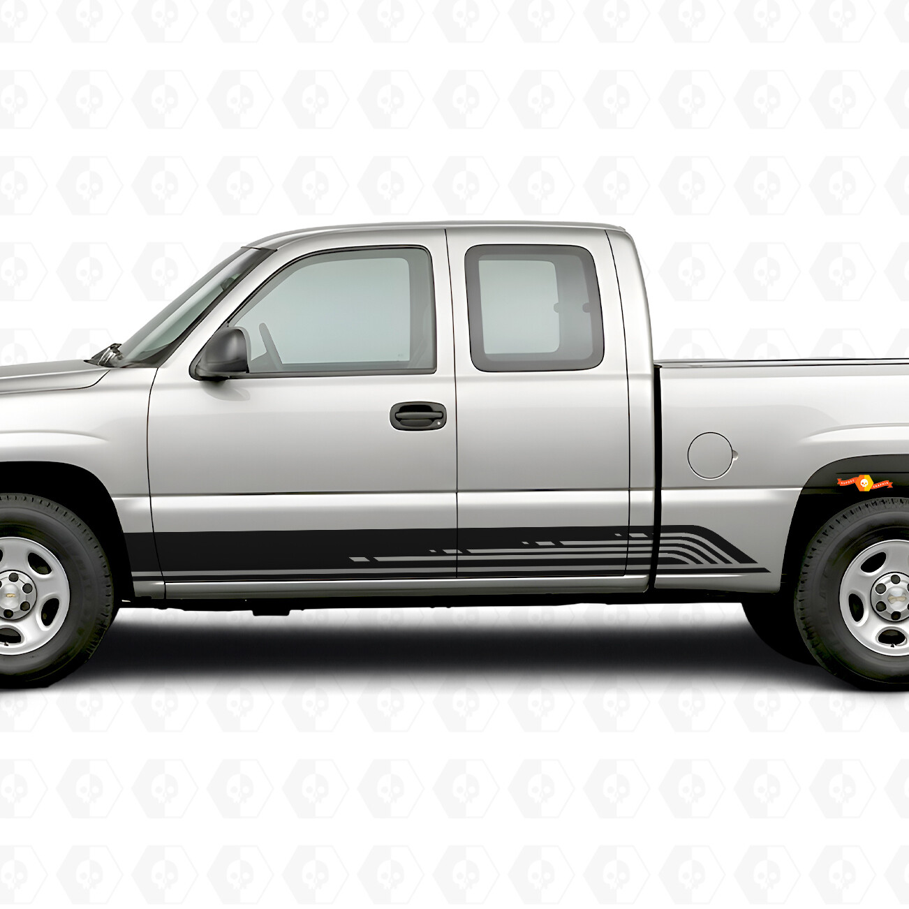 Tiras de vinilo paralelas para contorno de puerta y panel de estribo para Chevrolet Silverado 1500 GMT800 1999-2007