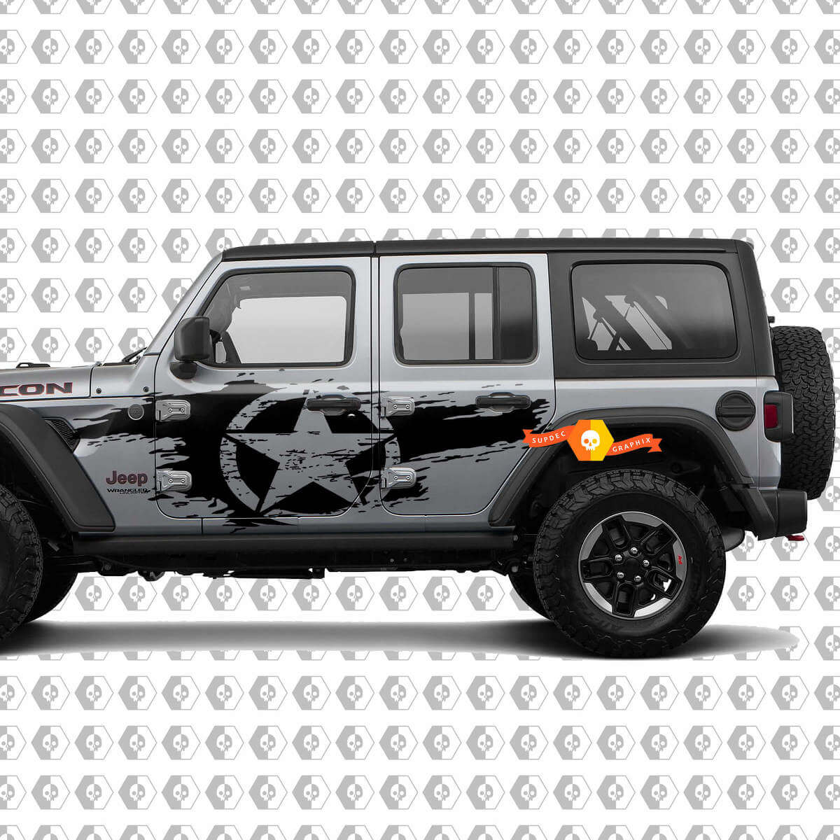 Kit de Vinilo Lateral con Estrella Envejecida para Jeep Wrangler Unlimited JL