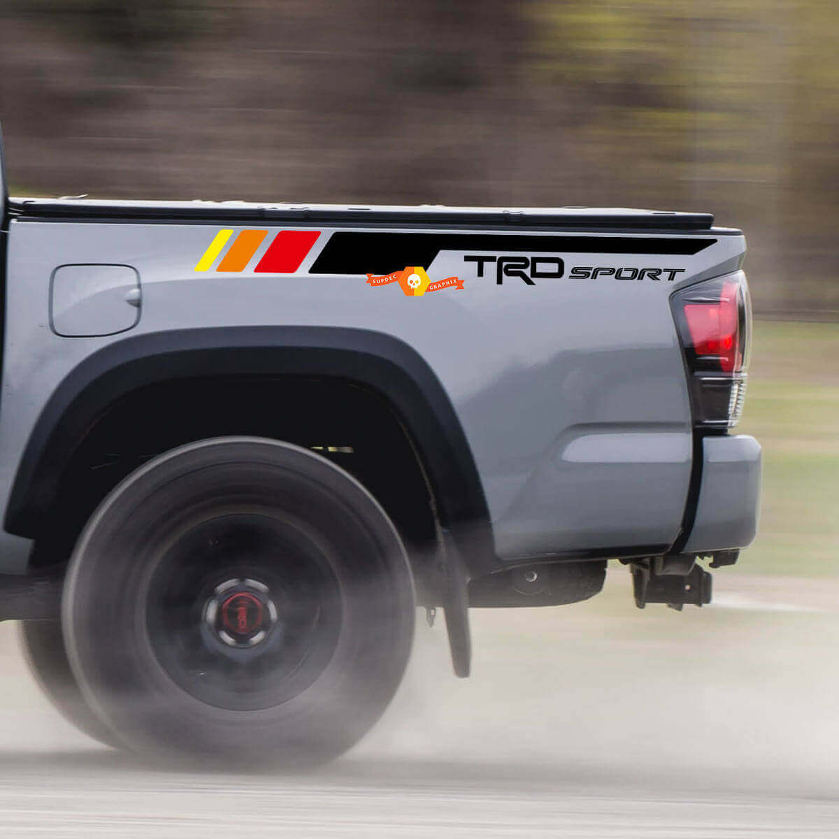 Pegatina de vinilo adhesiva con franjas retro deportivas TRD para el lateral de la cama de Toyota Tacoma 2005-2020