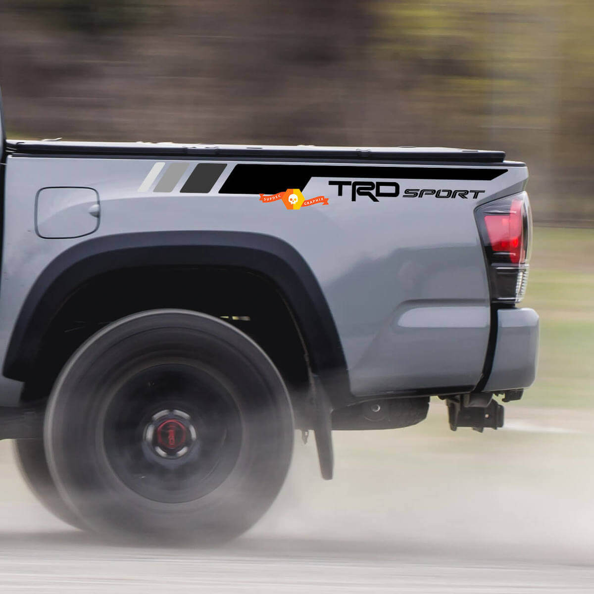 Calcomanía de vinilo con franjas laterales estilo deportivo TRD para Toyota Tacoma