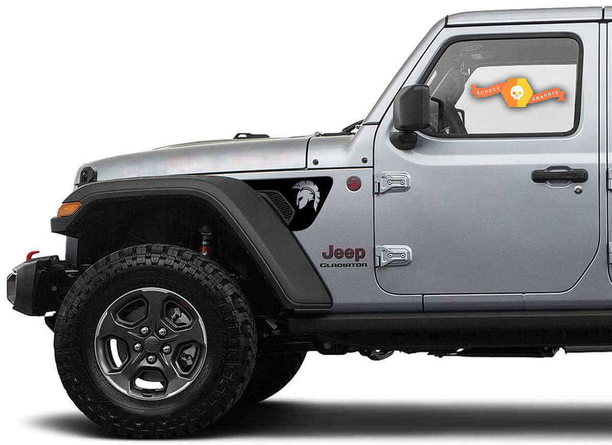 Juego de vinilos con ventilación para guardabarros en forma de casco de gladiador para Jeep Wrangler y Gladiator