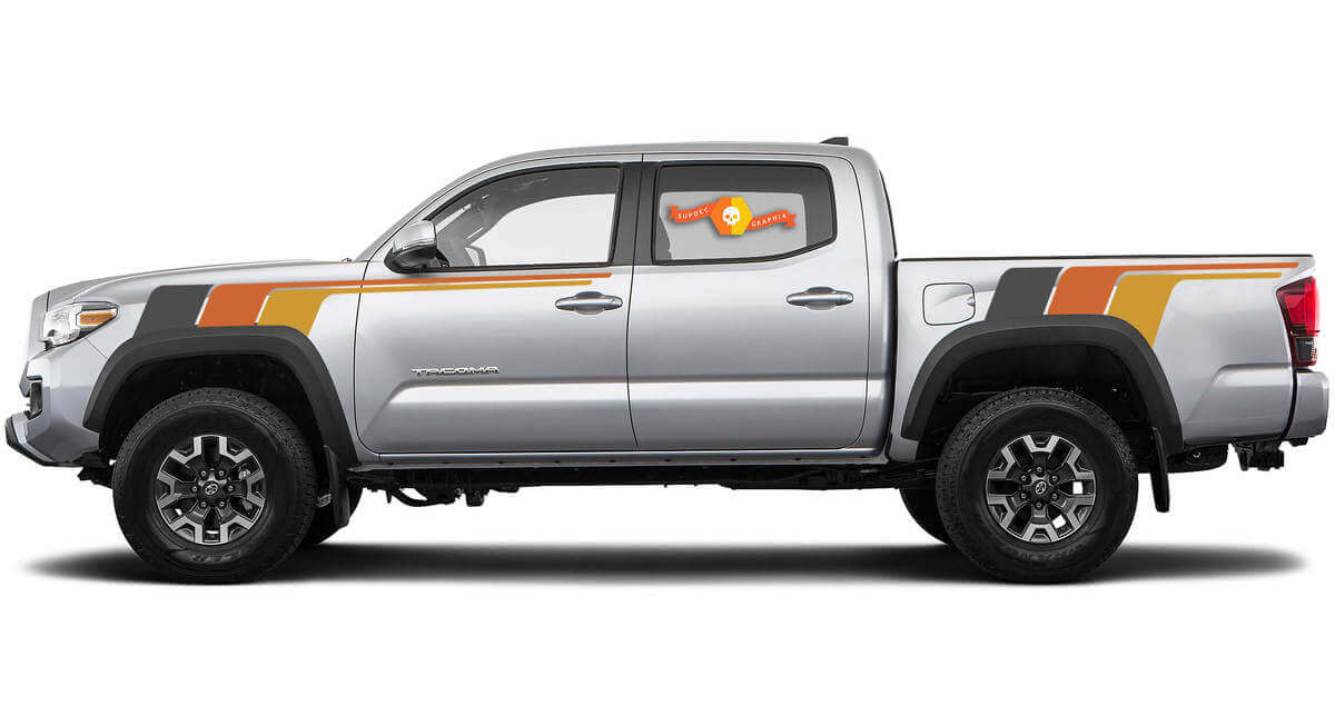 Pegatina de vinilo lateral con franjas de carreras vintage para Toyota Tacoma 2015-2023