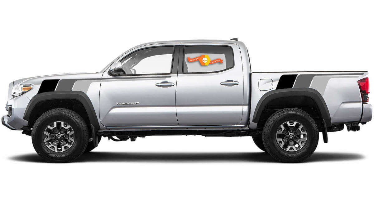 Pegatina de vinilo lateral con rayas estilo retro monocromo para Toyota Tacoma