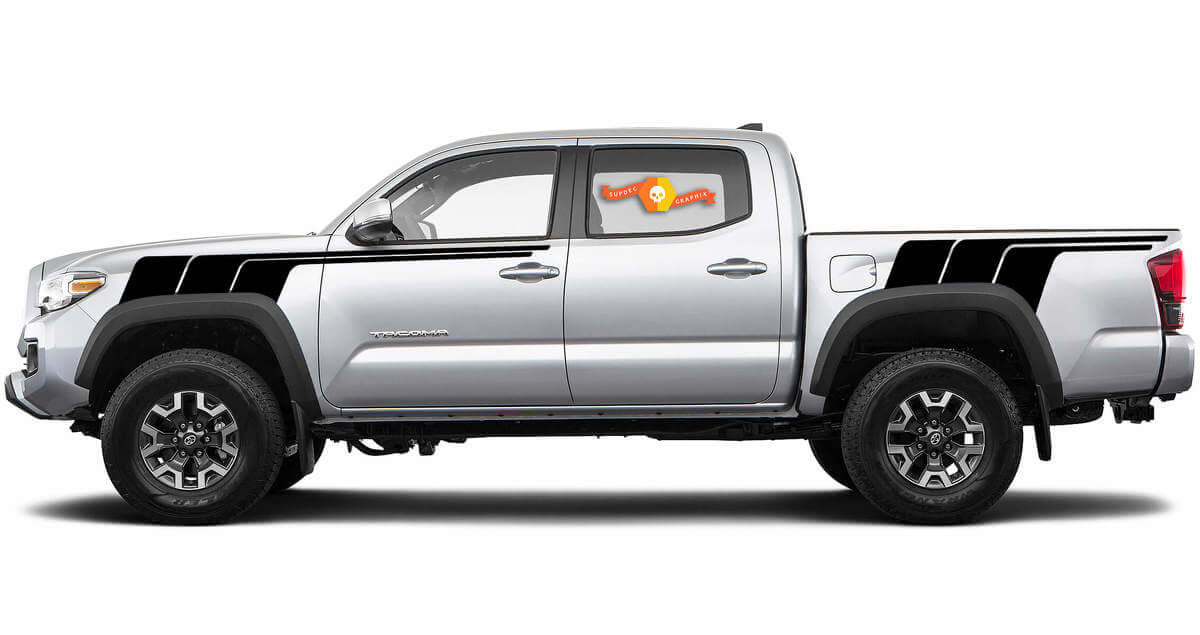 Calcomanía adhesiva lateral de vinilo con franjas de estilo retro para Toyota Tundra